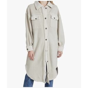 Free People Long Ruby Jacket Pockets Casual Relaxed Shacket In Bone Grunge XS
